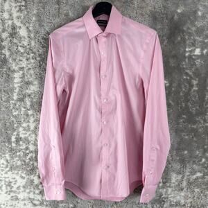 Van Heusen Size 13-13.5 32/33 XS Ultra Wrinkle Free Slim Fit Stretch Shirt Pink